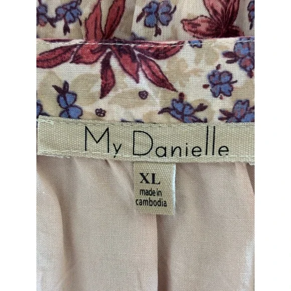 My Danielle Cracker Barrel Wms XL Floral Peasant Blouse Square Neck Tiered Boho - Picture 7 of 10